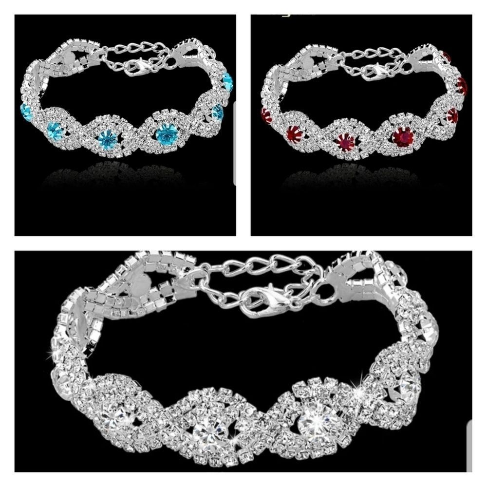 NEW SILVER 😍 Plated Austrian Crystal Bracelets NWT